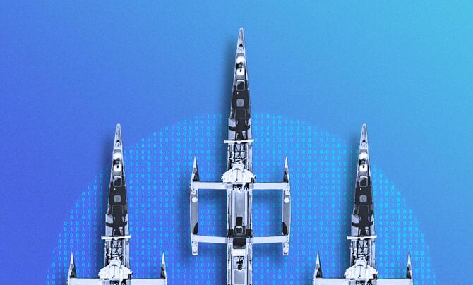 autonomous ships surrounded by code 