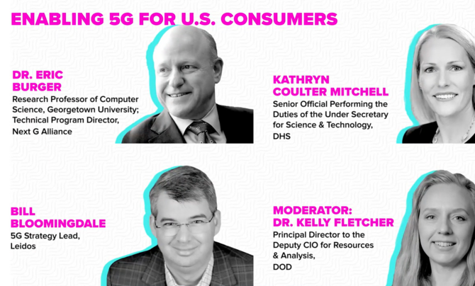 enabling 5G for U.S. consumers graphic with headshots of speakers