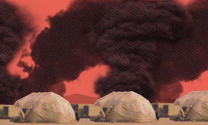 Illustration of structure during chemical weapon attack