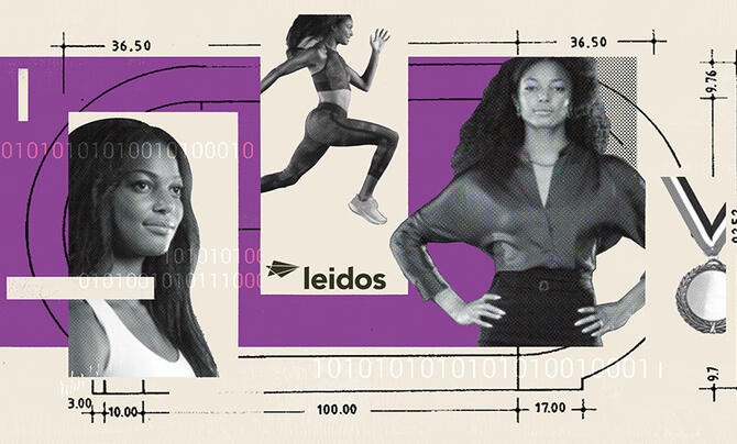 A collage of portraits of Gabby Thomas along with a track illustration