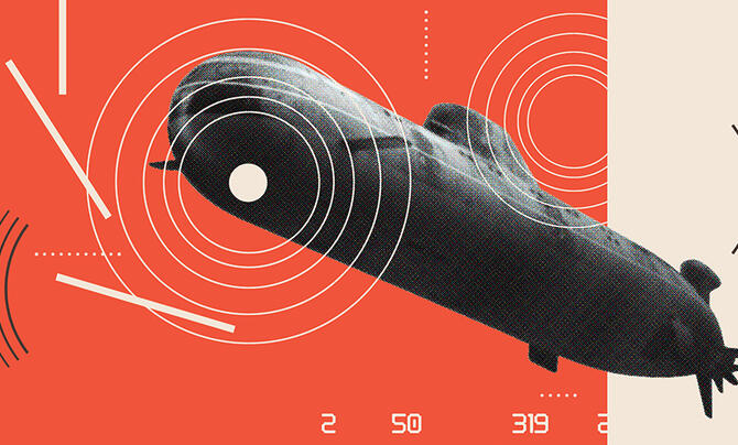 Submarine and solar ping illustration