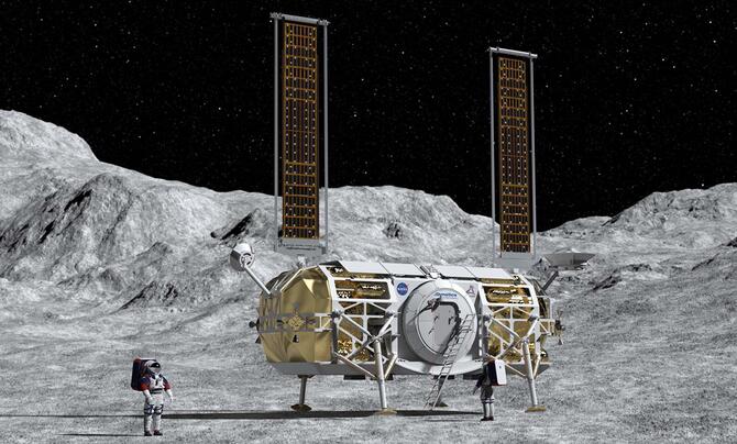 Artist rendering of lunar lander on the moon