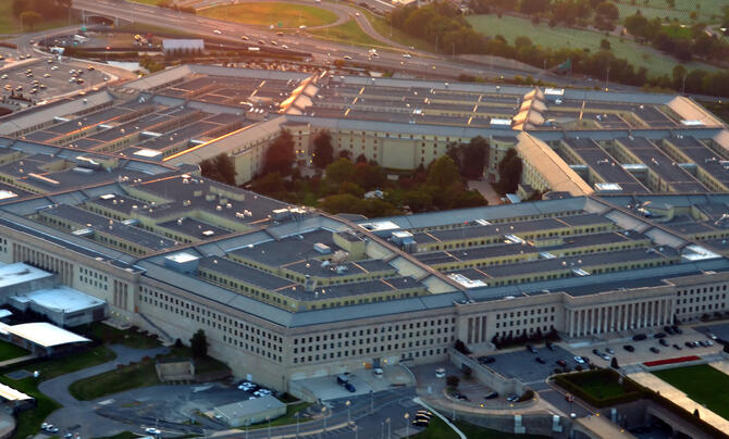 An aerial photograph of the Pentagon 