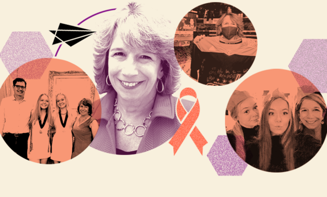 A collage of photos of Vicki Schmanske and her family