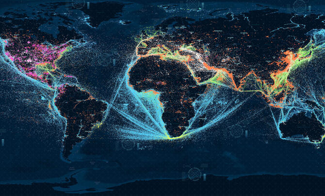 Map of worldwide RF emitters