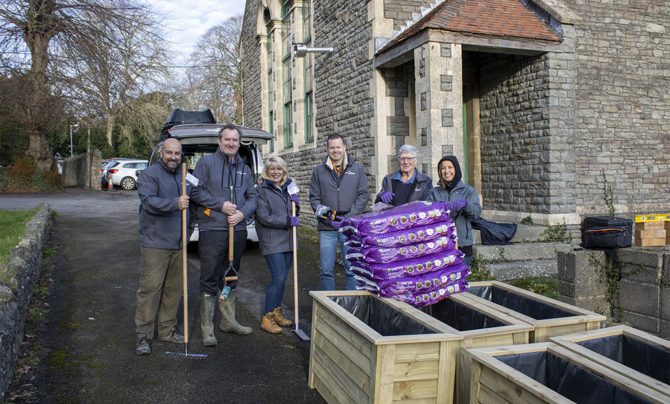Leidos UK Bristol Team building a garden