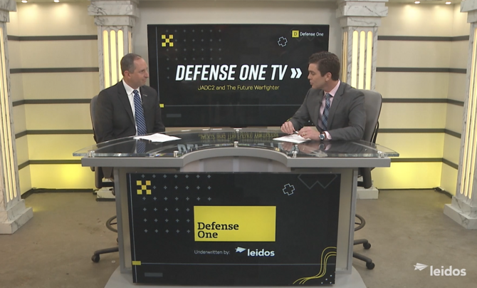 Doug Jones on set of Defense One TV