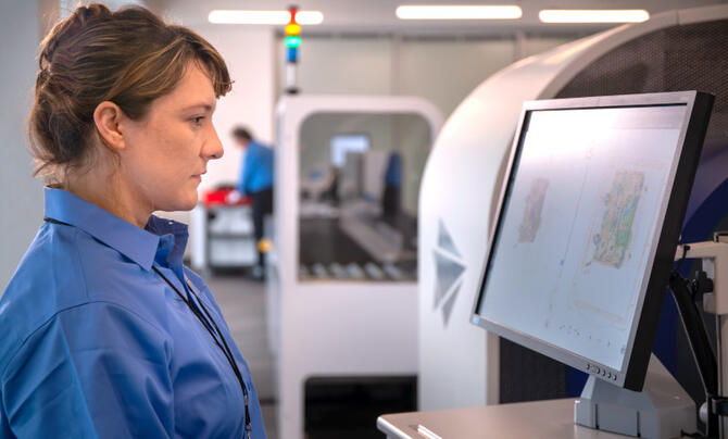 Woman looking at a screen