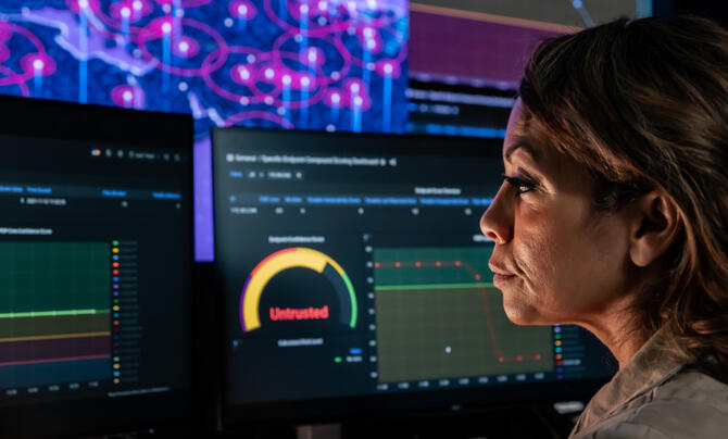 Woman looking at data