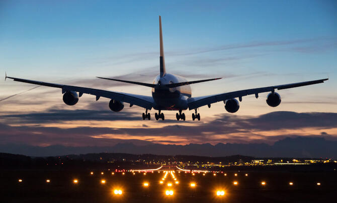 plane landing on a runway