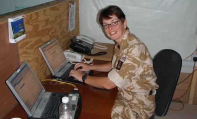 Edwina in squadron headquarters in Camp, Kuwait August 2008