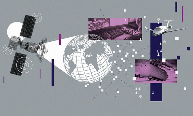 A collage of illustrations depicting Air Force and Space Force technology