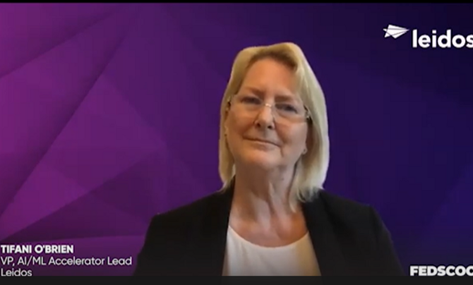 speaker with a Leidos background being interviewed