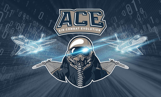 Air Combat Evolution program logo with pilot and two AI fighter jets