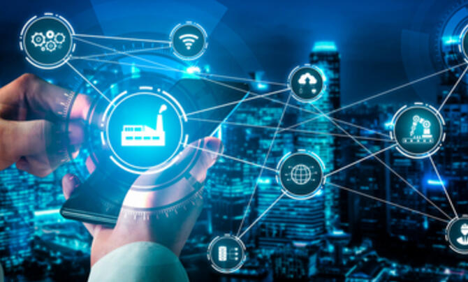 A smartphone linked to several different figurative cyber networks