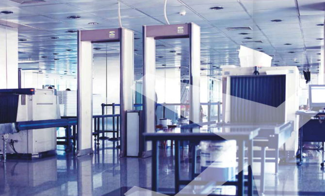 An airport security terminal 
