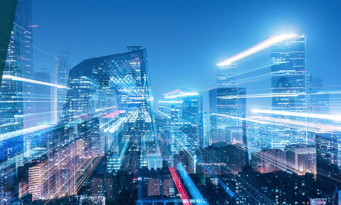 A city with an abundance of flashing lights