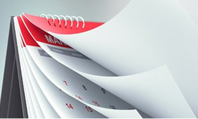 Image of a calendar with pages flying