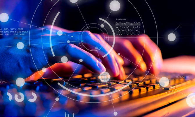 A set of fingers typing on a keyboard