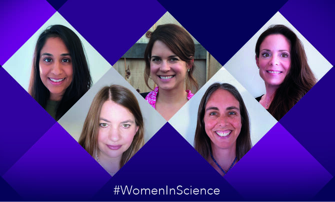 5 Leidos employees in diamond shaped graphic