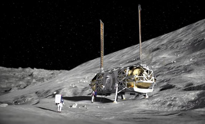 illustration of human landing system on the moon