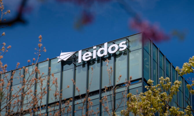 Leidos building with trees