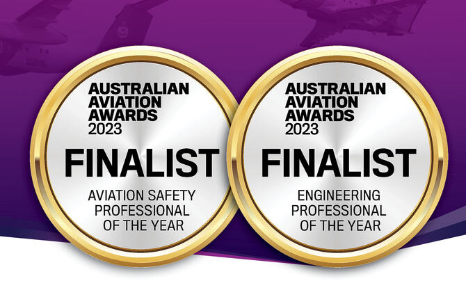 Two badges for finalists