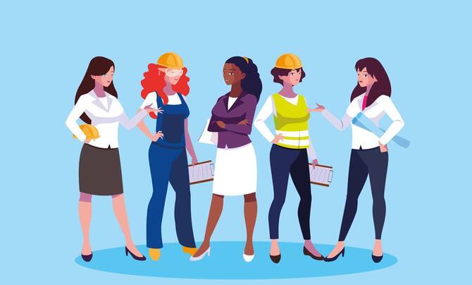Women in science graphic cartoon
