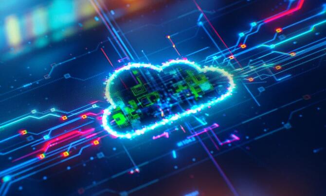 a cloud on a computer chip