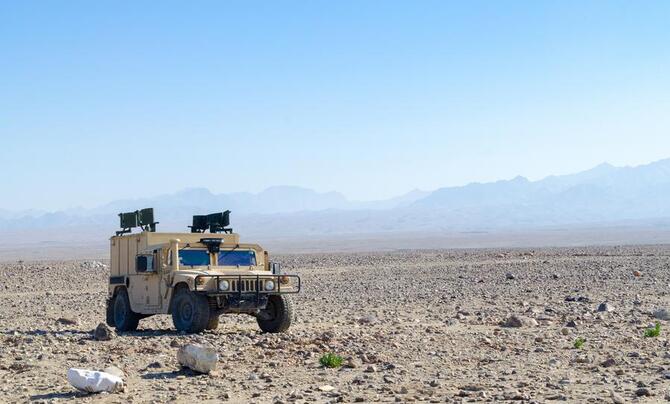 military vehicle in the dessert