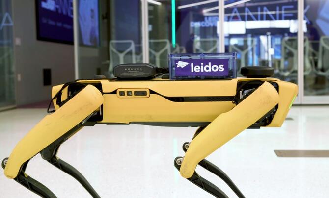 A modified Spot™ robot dog that combines large language models, robotics and edge computing.