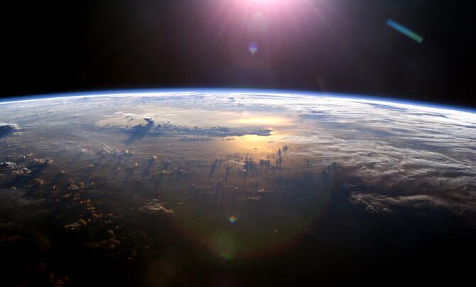 A sunset as seen from outerspace