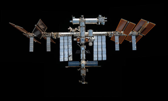 the International Space Station pictured from the SpaceX Crew Dragon Endeavour