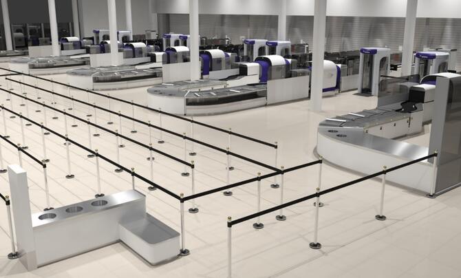 airport security checkpoint rendering