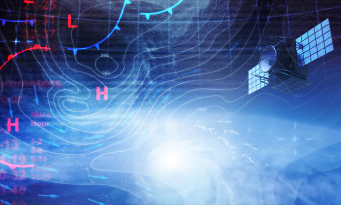 Weather map in Space and Satellite