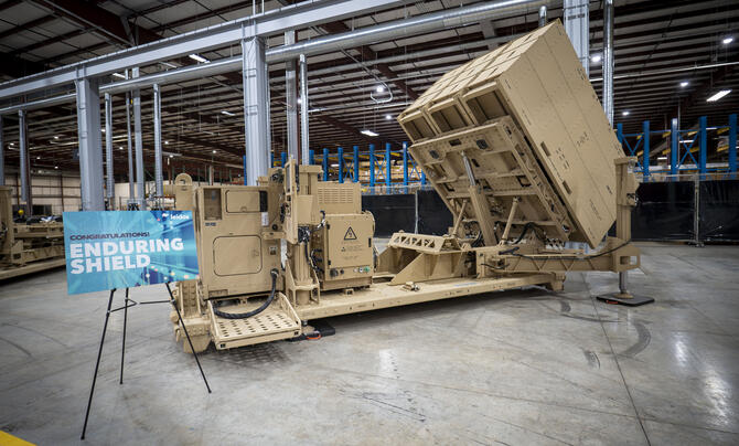 The Leidos IFPC Inc 2 model is shown in a warehouse.