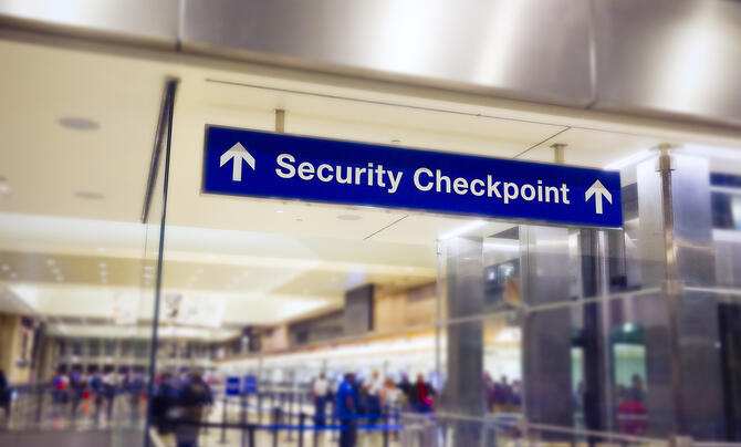A security checkpoint sign