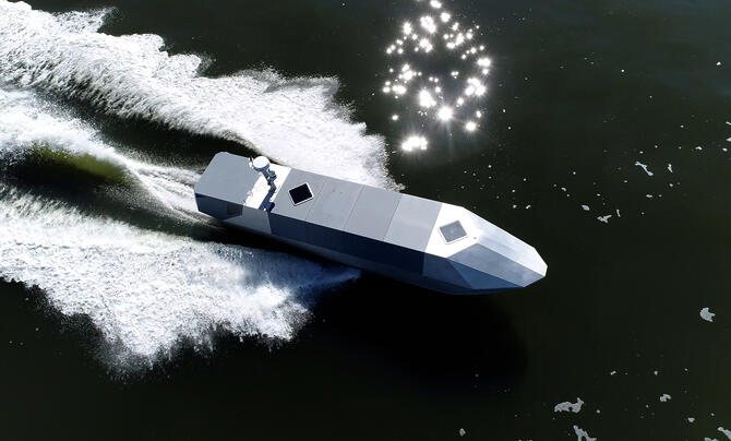 Sea Archer is viewed from above in the ocean.