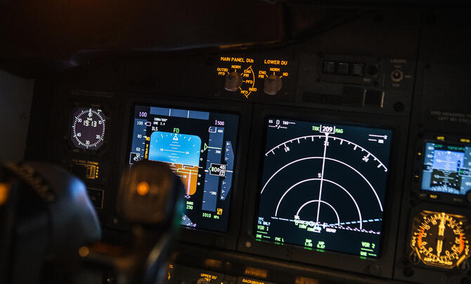 A plane's navigation module is shown.