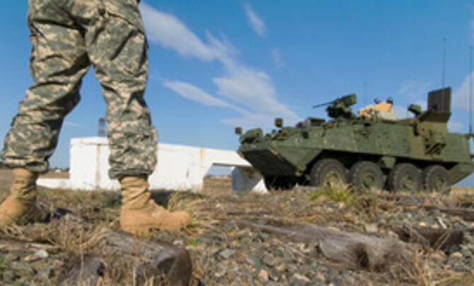 Military service personnel on exercise