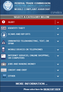 Federal Trade Commission (FTC) mobile complaint assistant