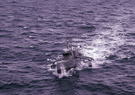 The autonomous vessel Seahawk is pictured underway in the ocean