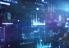 Futuristic monitor with information data