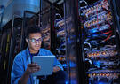 Engineer at a server rack