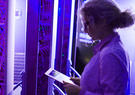 employee in a server room