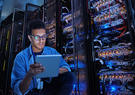 Network engineer reviewing configuration