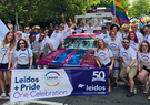 group of Leidos employees at Pride parade