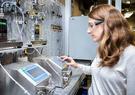Candace Ellison with carbon capture machine