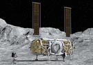Artist rendering of lunar lander on the moon
