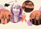 A collage of photos of Vicki Schmanske and her family